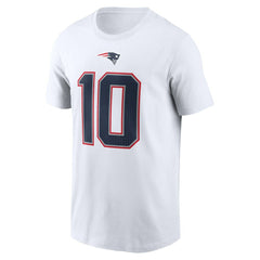 Nike Drake Maye New England Patriots Player Name & Number T-Shirt White