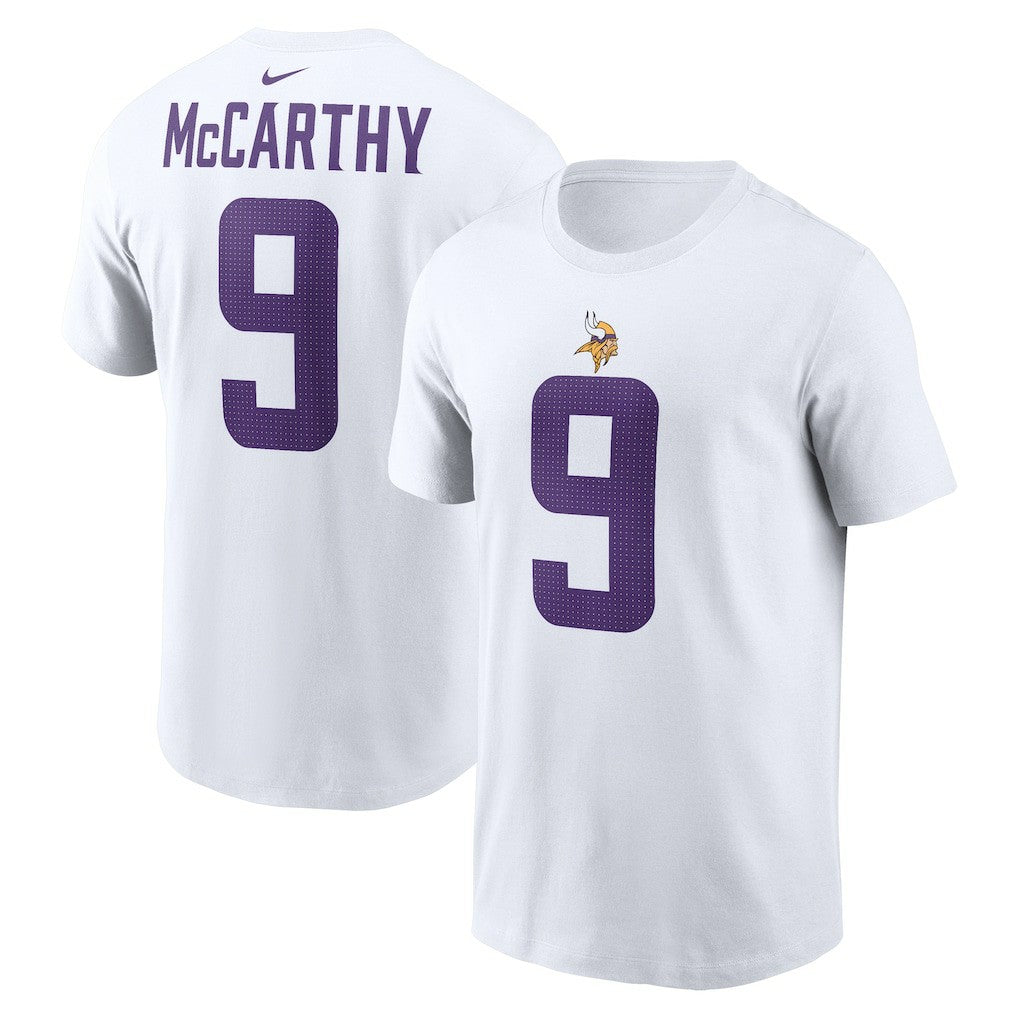 Nike J.J. McCarthy Minnesota Vikings Player Name & Number T-Shirt White