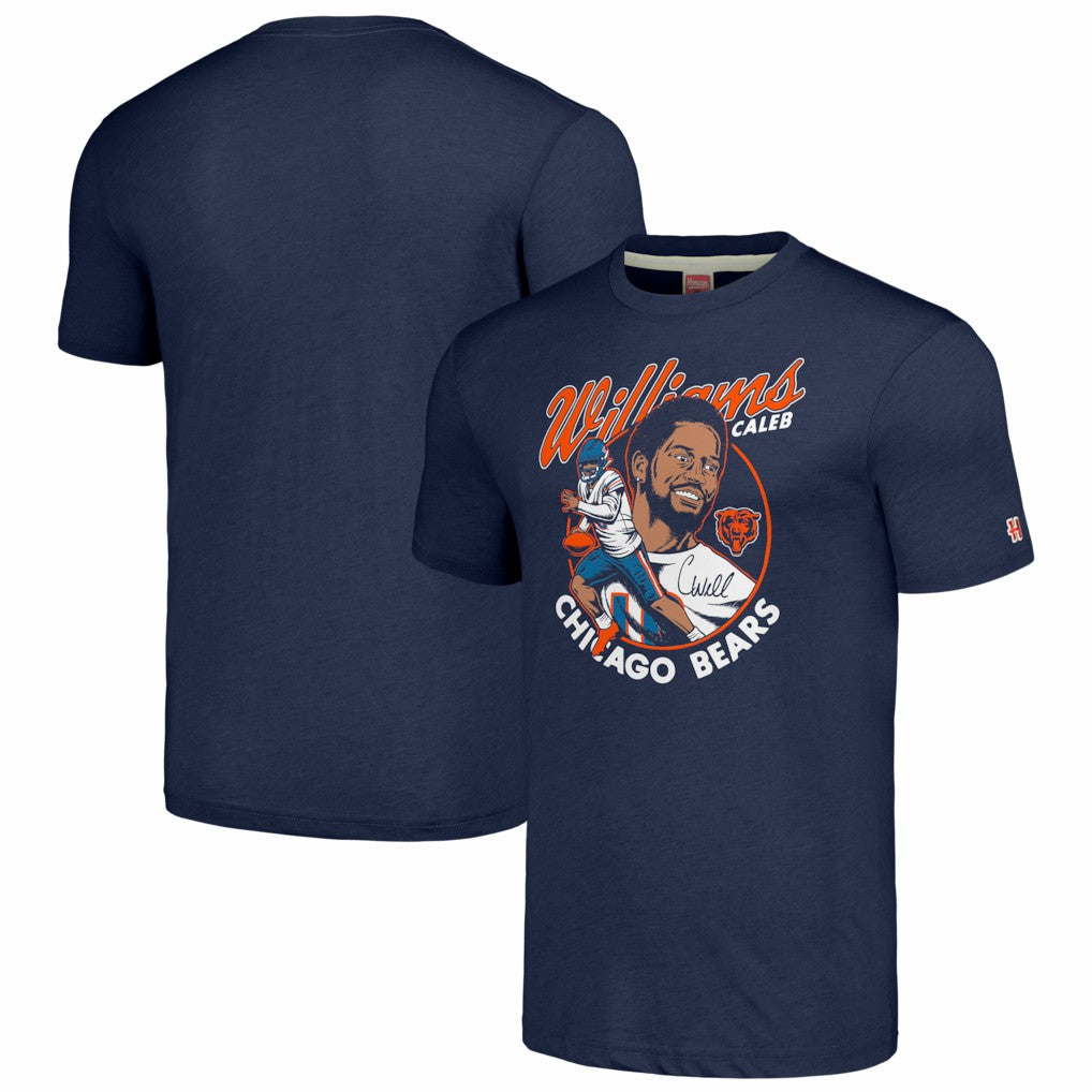 Caleb Williams Chicago Bears Homage Unisex Caricature Player Tri-Blend T-Shirt Navy