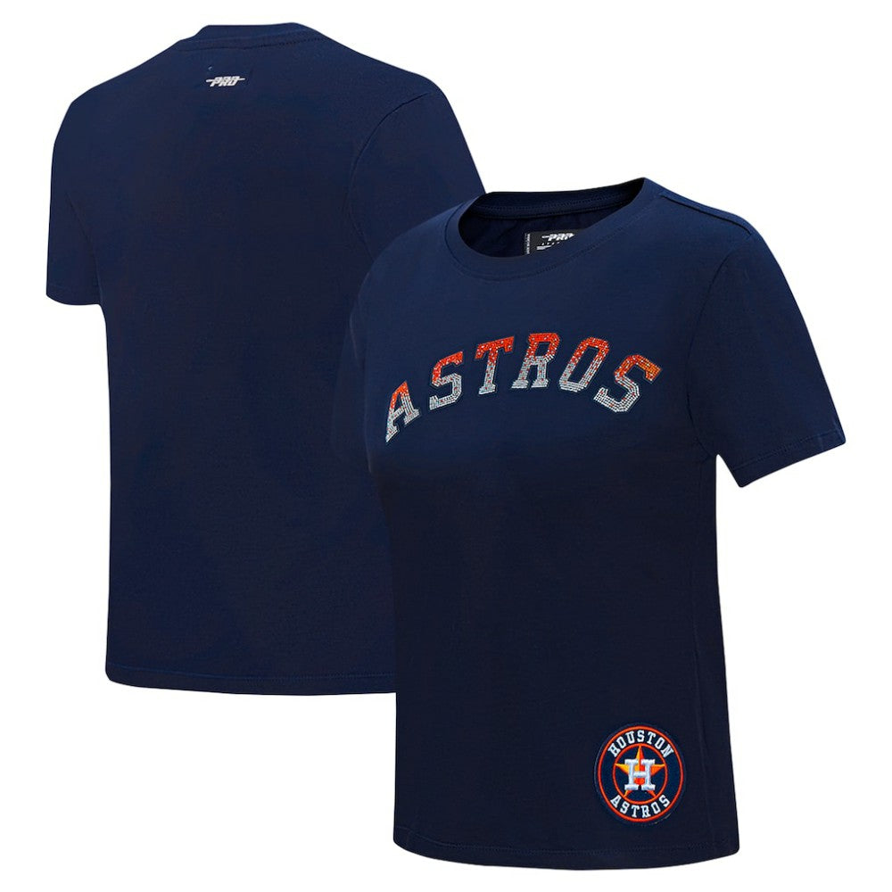 Houston Astros Pro Standard Women's Rhinestone Slim Fit T-Shirt - Navy - MLB Discount
