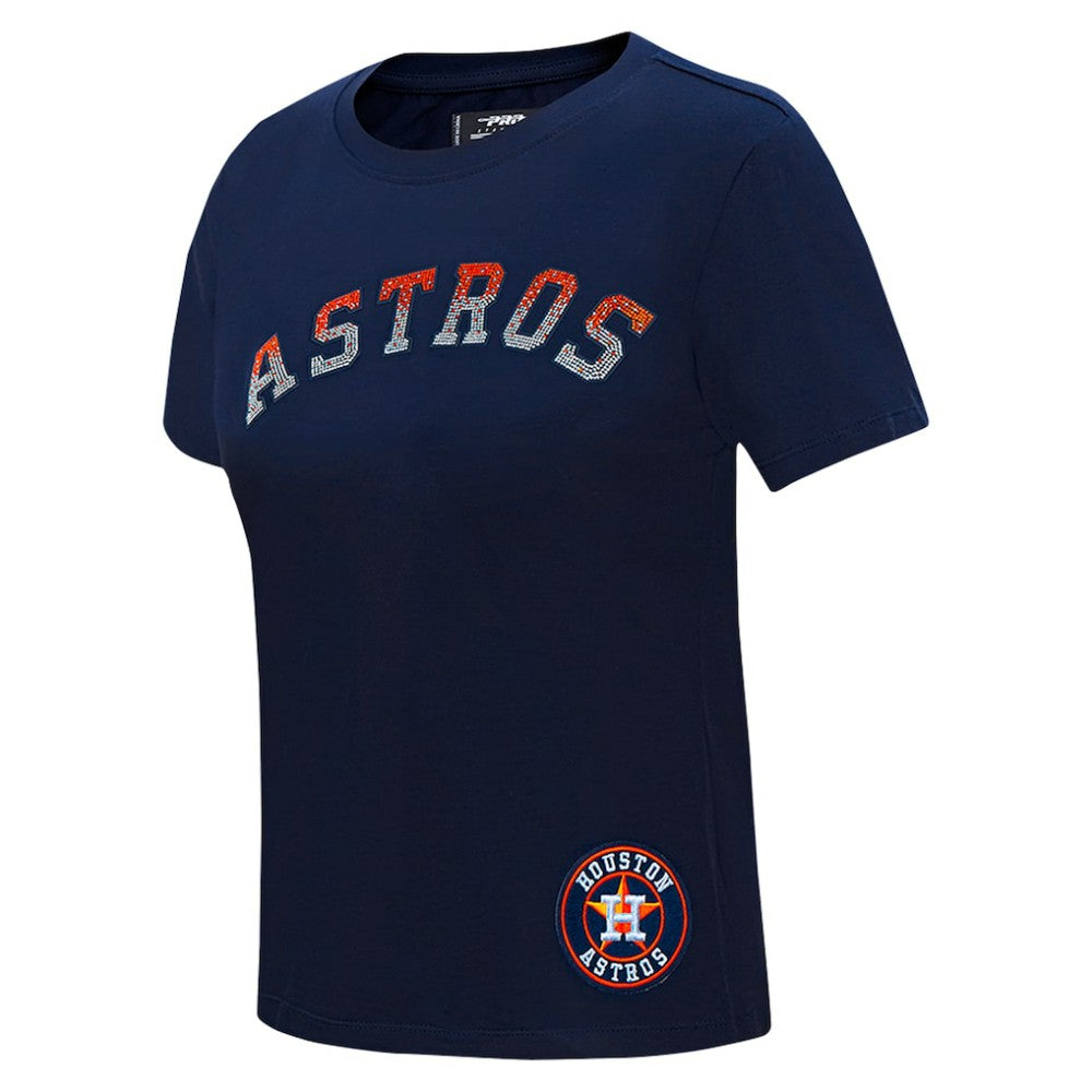 Houston Astros Pro Standard Women's Rhinestone Slim Fit T-Shirt - Navy - MLB Discount