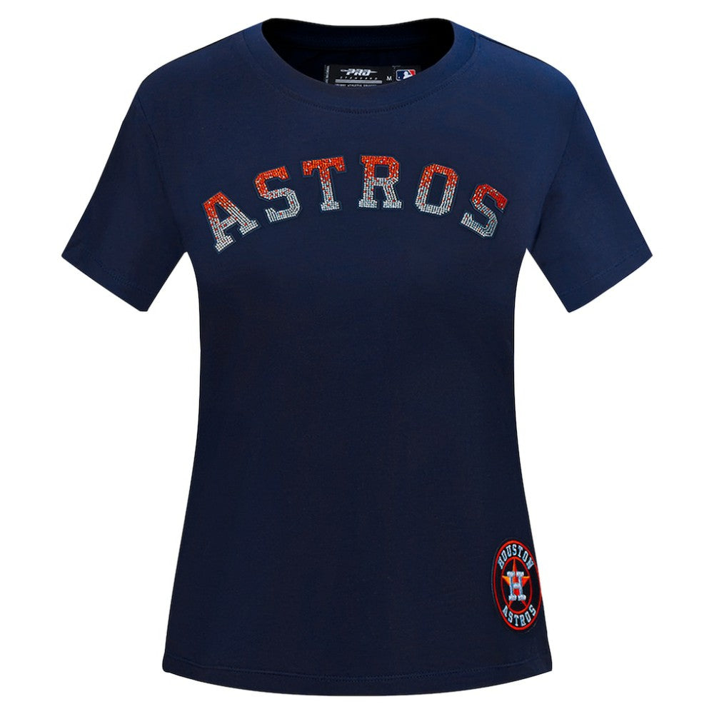 Houston Astros Pro Standard Women's Rhinestone Slim Fit T-Shirt - Navy - MLB Discount