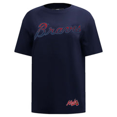 Atlanta Braves Pro Standard Women's Rhinestone Slim Fit T-Shirt - Navy - MLB Online