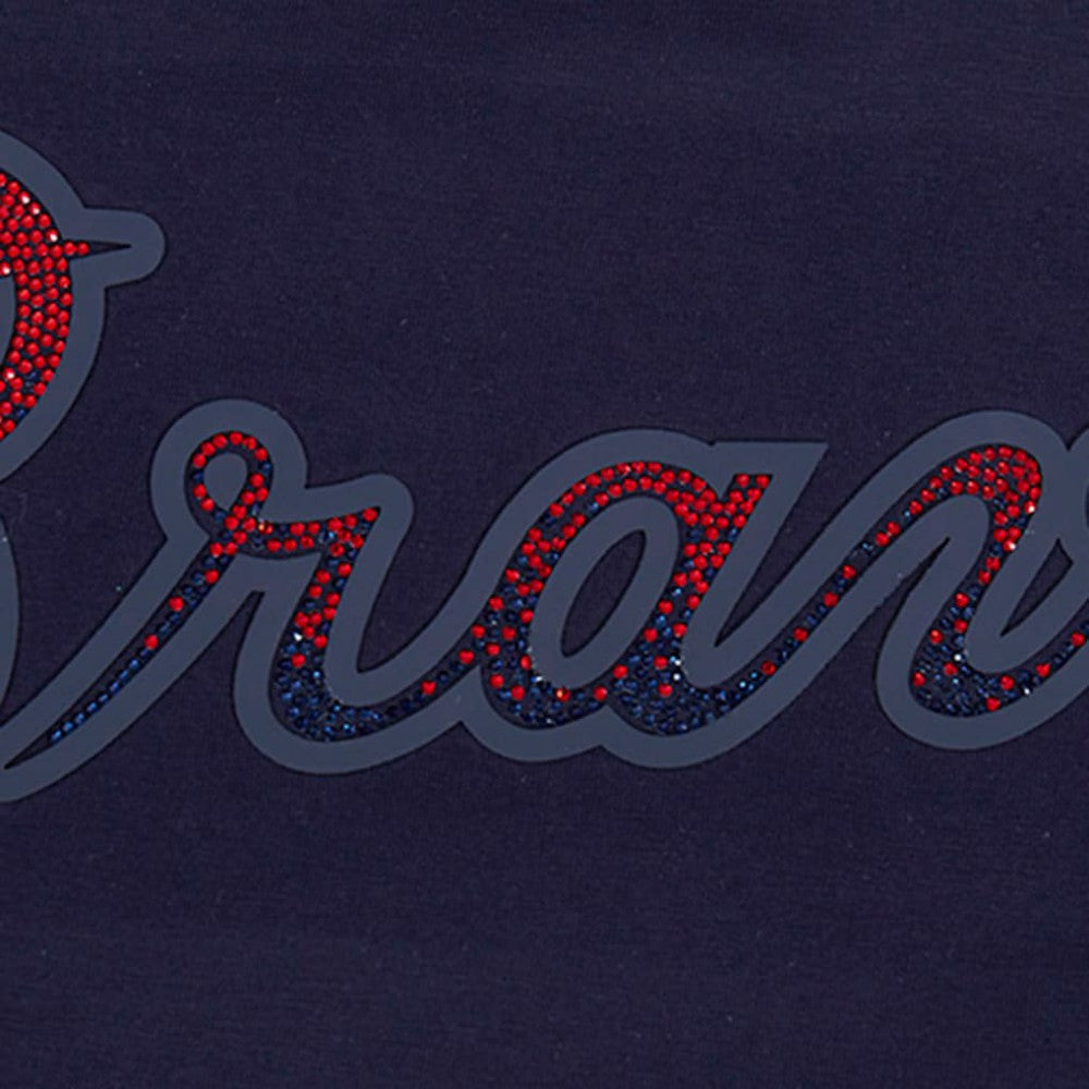 Atlanta Braves Pro Standard Women's Rhinestone Slim Fit T-Shirt - Navy - MLB Online