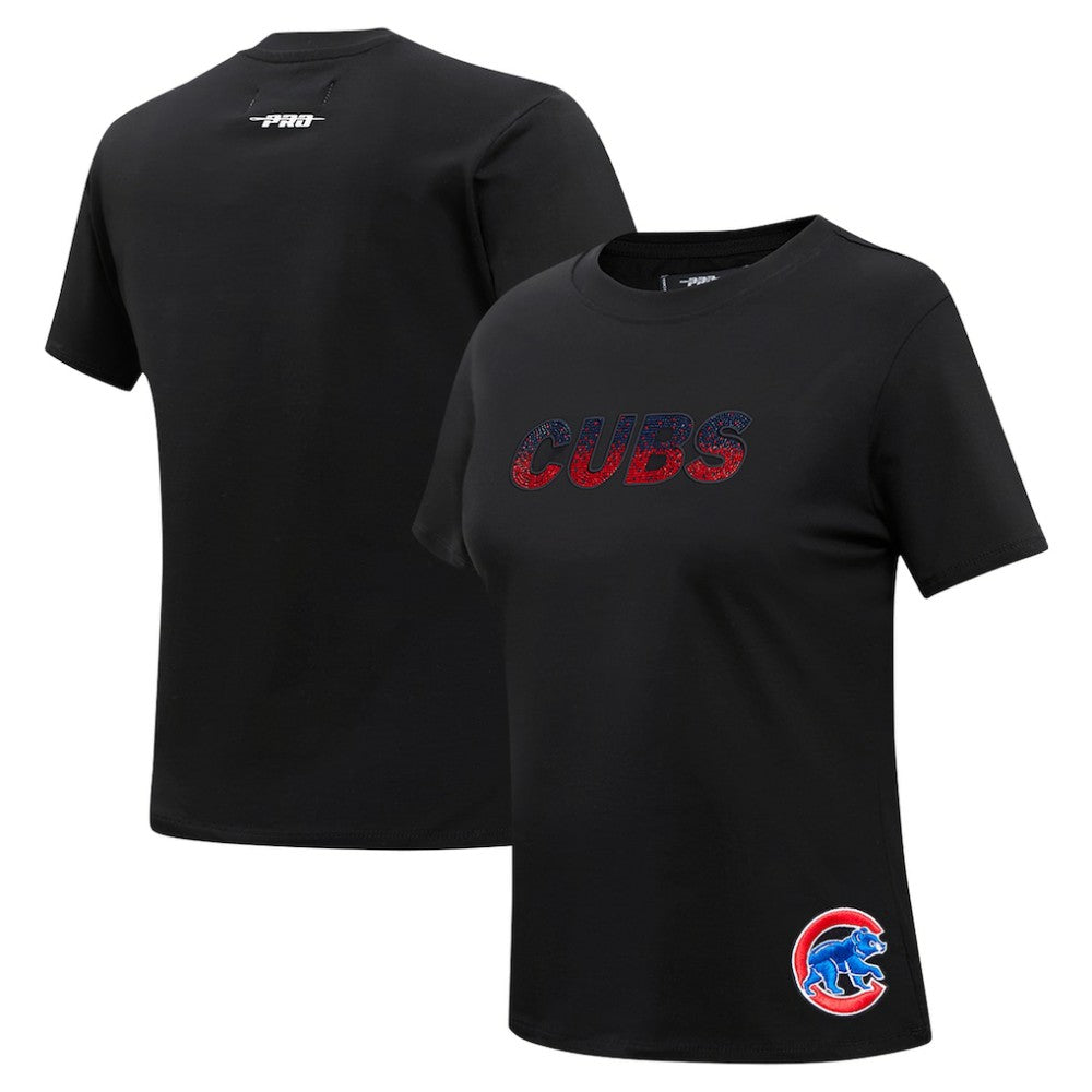 Chicago Cubs Pro Standard Women's Rhinestone Slim Fit T-Shirt - Black - MLB Sale