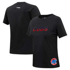 Chicago Cubs Pro Standard Women's Rhinestone Slim Fit T-Shirt - Black - MLB Sale