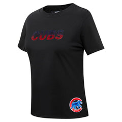 Chicago Cubs Pro Standard Women's Rhinestone Slim Fit T-Shirt - Black - MLB Sale