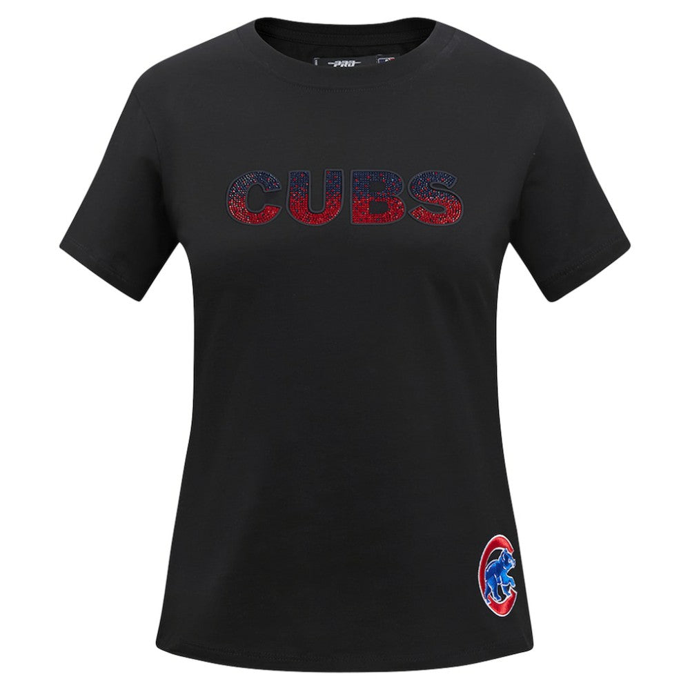Chicago Cubs Pro Standard Women's Rhinestone Slim Fit T-Shirt - Black - MLB Sale