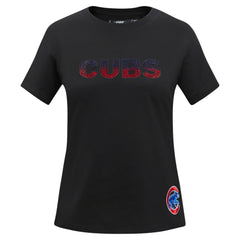 Chicago Cubs Pro Standard Women's Rhinestone Slim Fit T-Shirt - Black - MLB Sale