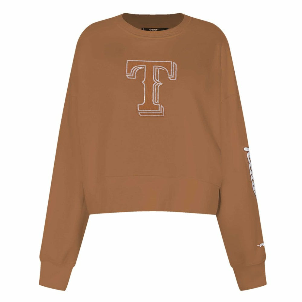 Texas Rangers Pro Standard Women's Paint The City Pullover Cropped Sweatshirt - Brown - MLB Online