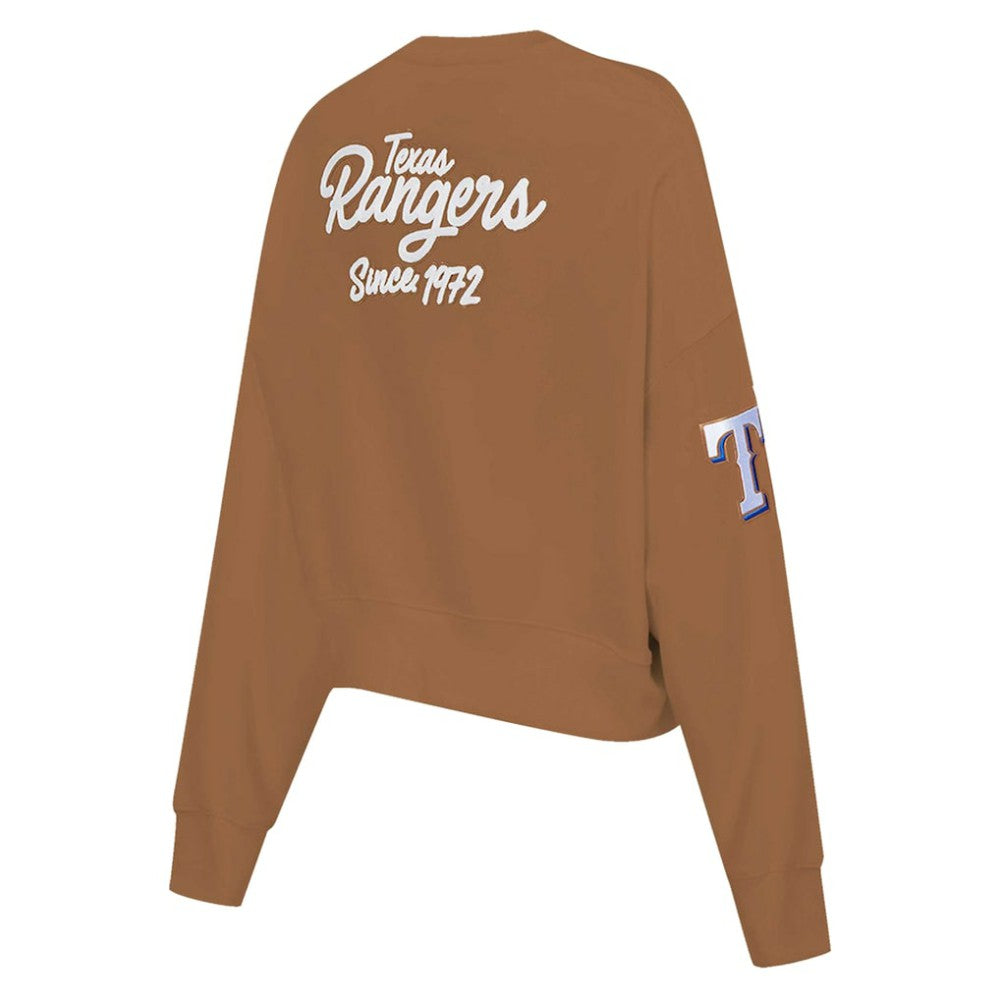 Texas Rangers Pro Standard Women's Paint The City Pullover Cropped Sweatshirt - Brown - MLB Online