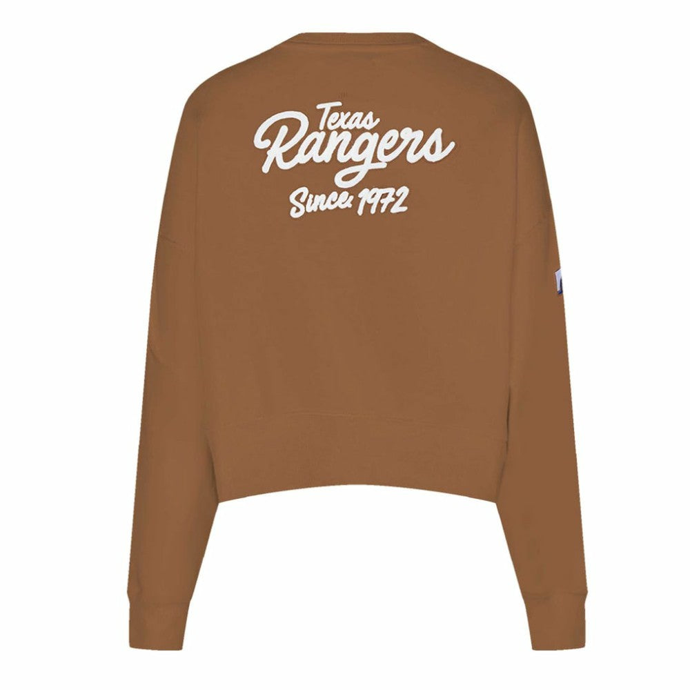 Texas Rangers Pro Standard Women's Paint The City Pullover Cropped Sweatshirt - Brown - MLB Online