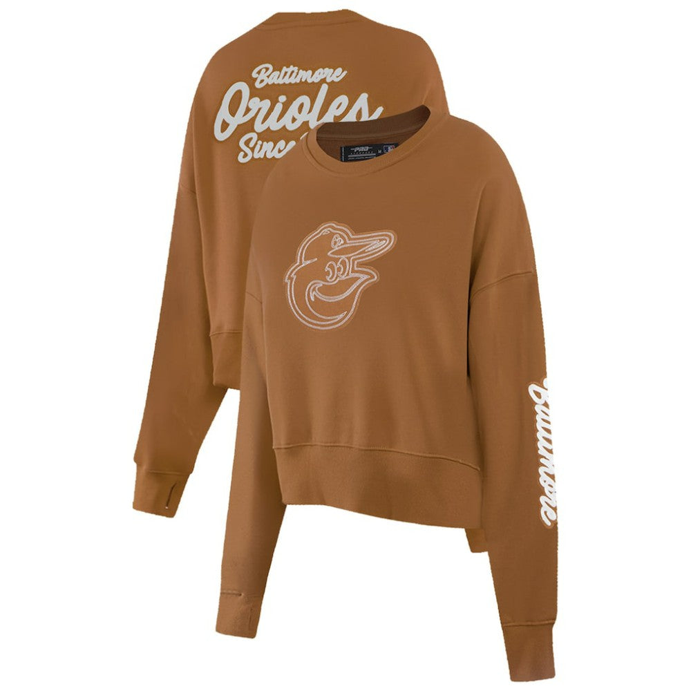 Baltimore Orioles Pro Standard Women's Paint The City Pullover Cropped Sweatshirt - Brown - MLB Sale