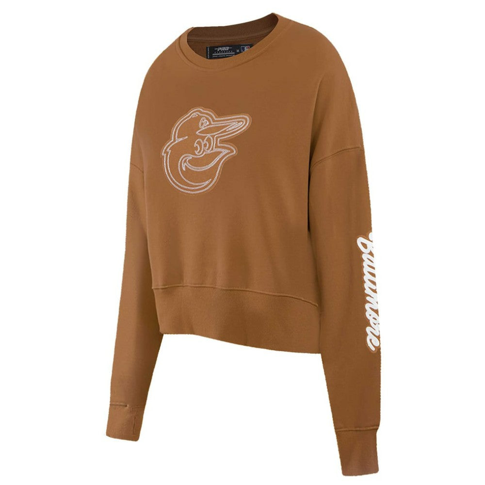 Baltimore Orioles Pro Standard Women's Paint The City Pullover Cropped Sweatshirt - Brown - MLB Sale