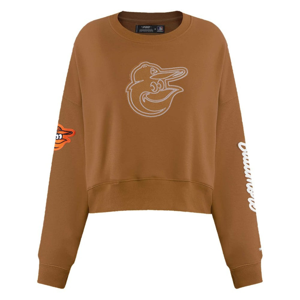 Baltimore Orioles Pro Standard Women's Paint The City Pullover Cropped Sweatshirt - Brown - MLB Sale