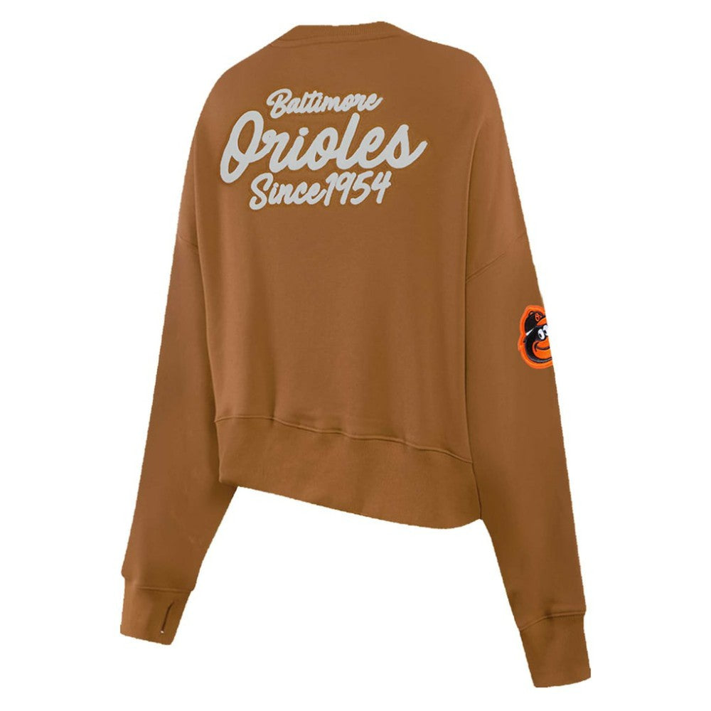 Baltimore Orioles Pro Standard Women's Paint The City Pullover Cropped Sweatshirt - Brown - MLB Sale