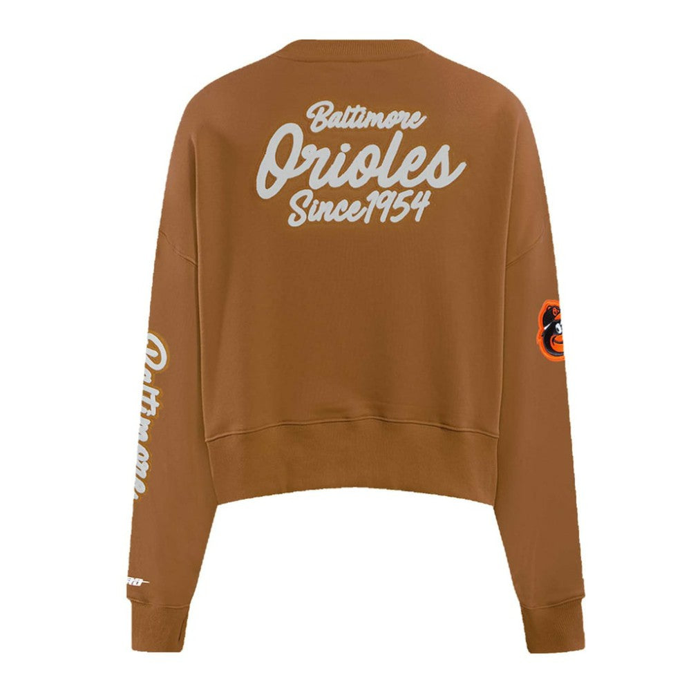 Baltimore Orioles Pro Standard Women's Paint The City Pullover Cropped Sweatshirt - Brown - MLB Sale
