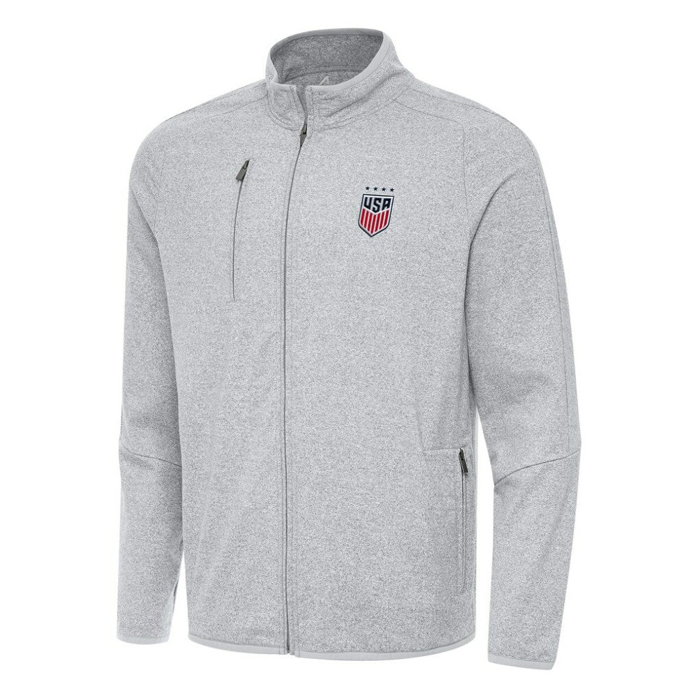 USWNT Antigua Hold-Up Tri-Blend Full-Zip Jacket Heather Gray