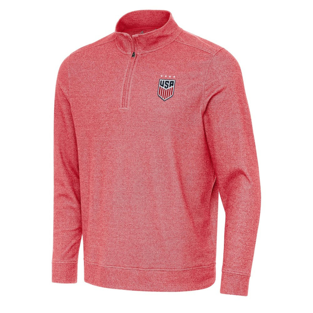 USWNT Antigua Subtle Quarter-Zip Top Heather Red