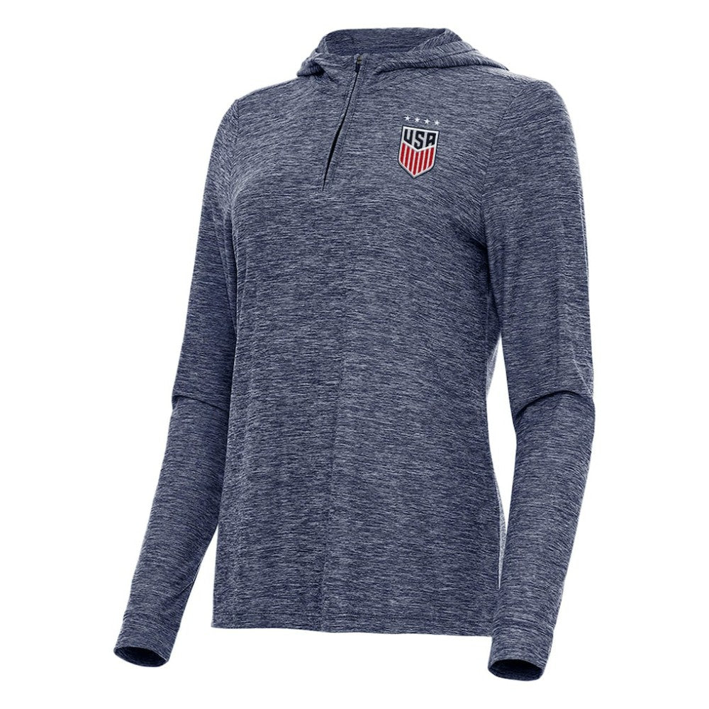 USWNT Antigua Women's Daybreak Quarter-Zip Hoodie Heather Navy
