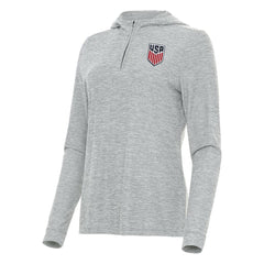 USMNT Antigua Women's Daybreak Quarter-Zip Hoodie Heather Gray