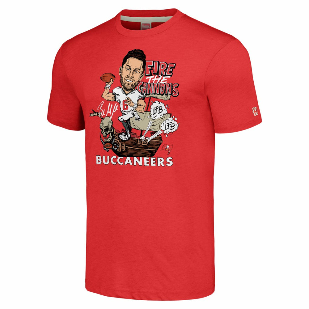 Baker Mayfield Tampa Bay Buccaneers Homage Unisex Caricature Player Graphic Tri-Blend T-Shirt Red