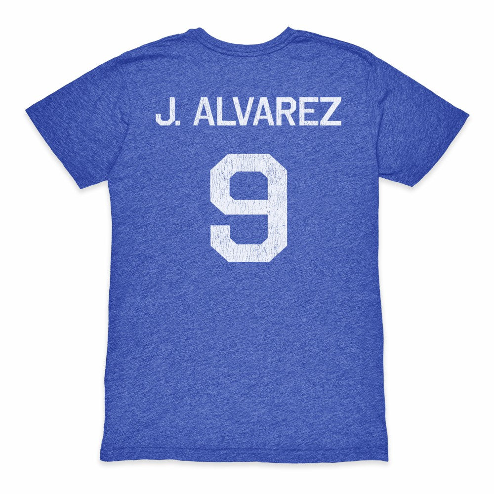 Julián Álvarez Argentina National Team 1863FC Retro Name & Number Tri-Blend T-Shirt Blue