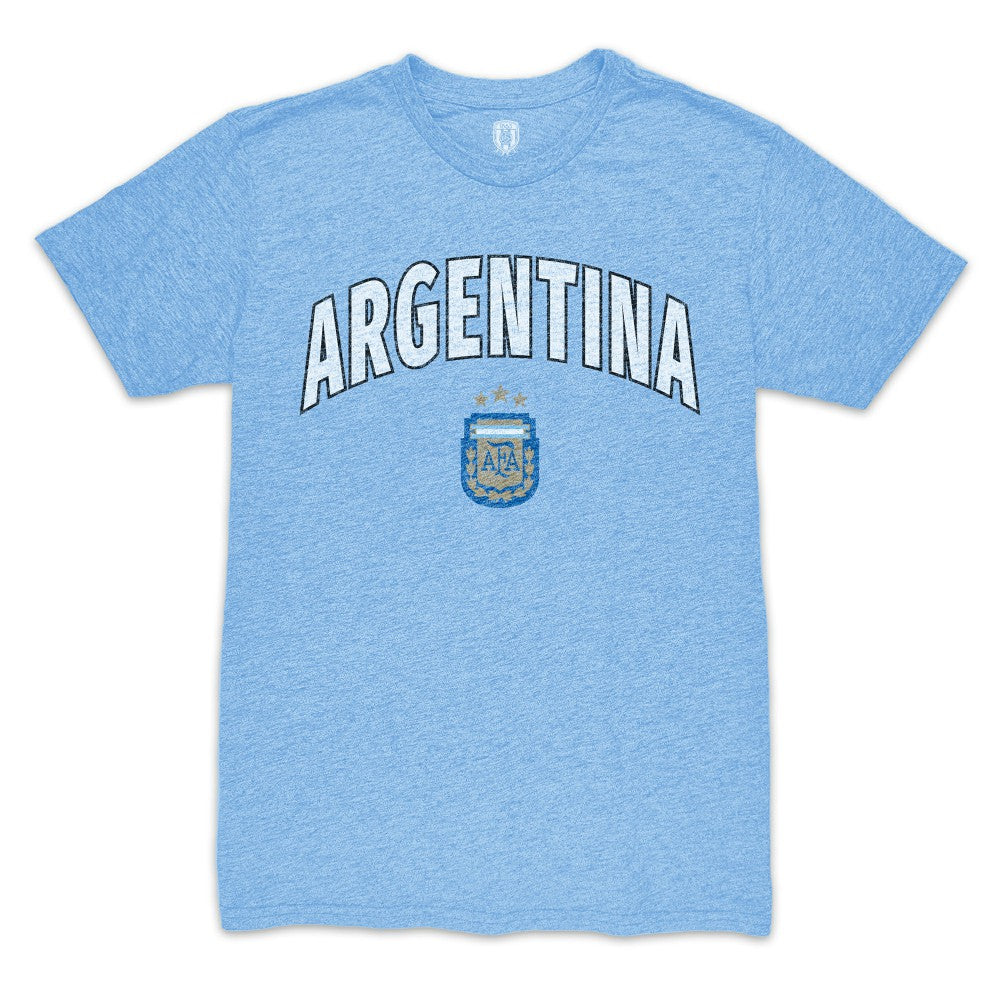 Argentina National Team 1863FC Retro Wordmark Tri-Blend T-Shirt Light Blue
