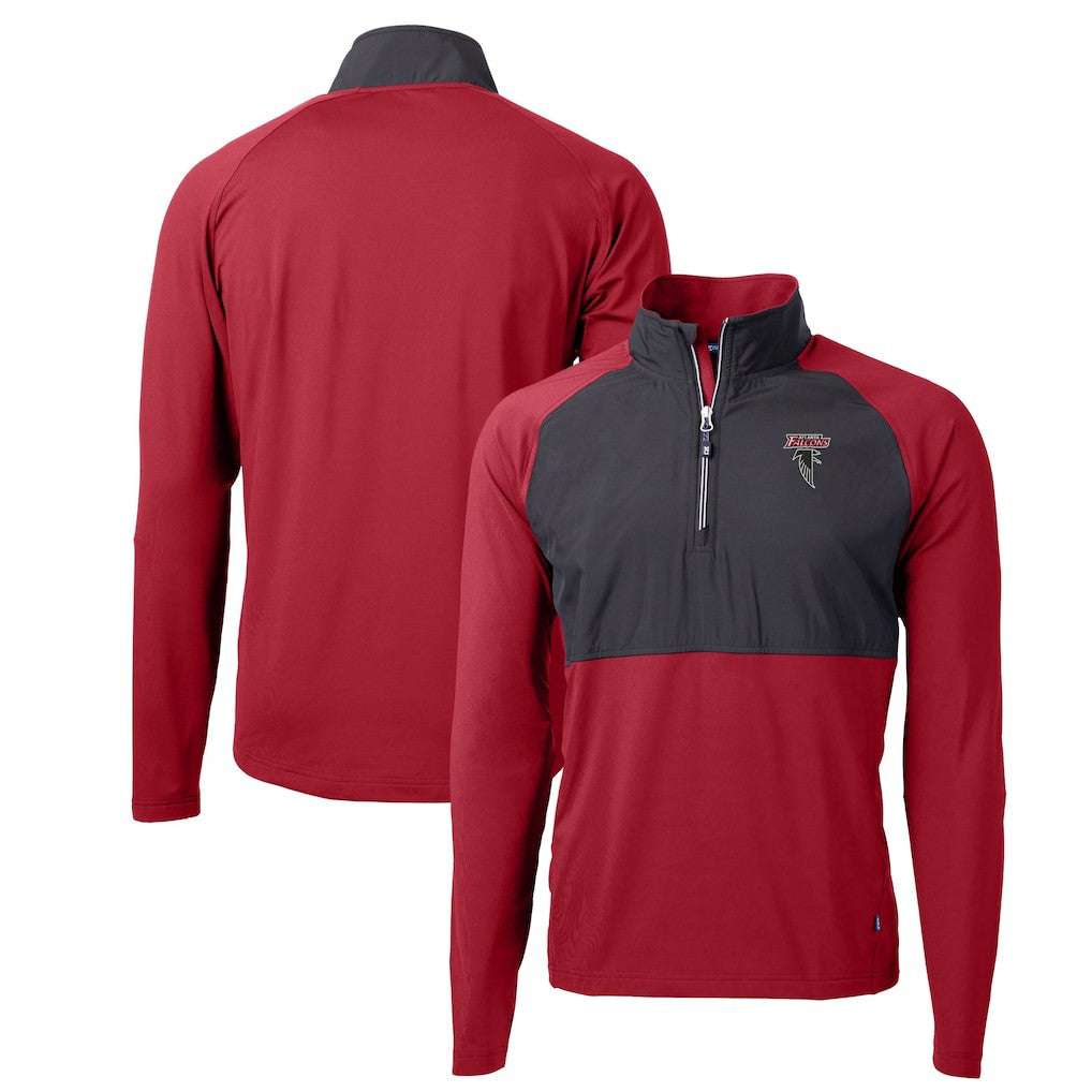 Atlanta Falcons Cutter & Buck Adapt Eco Knit Hybrid Recycled Raglan DryTec Quarter-Zip Top Red