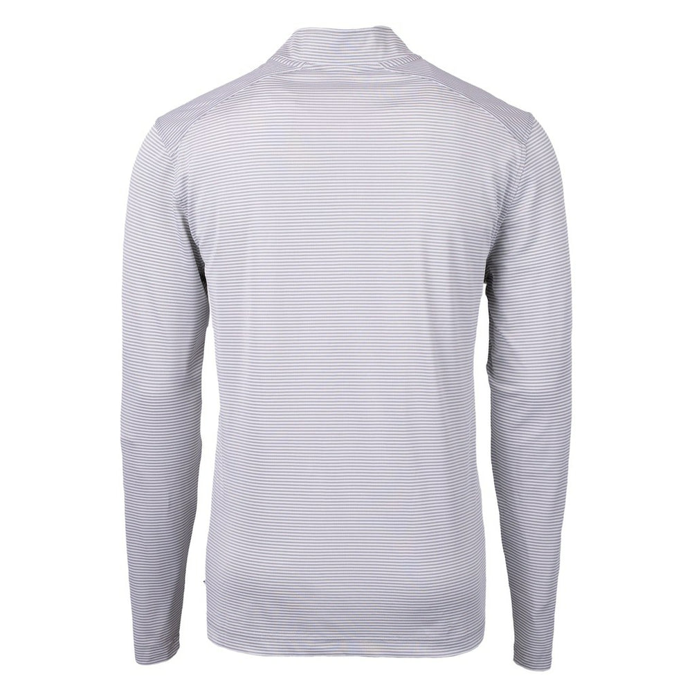 Carolina Panthers Cutter & Buck Virtue Eco Pique Micro Stripe Recycled Quarter-Zip Jacket Gray