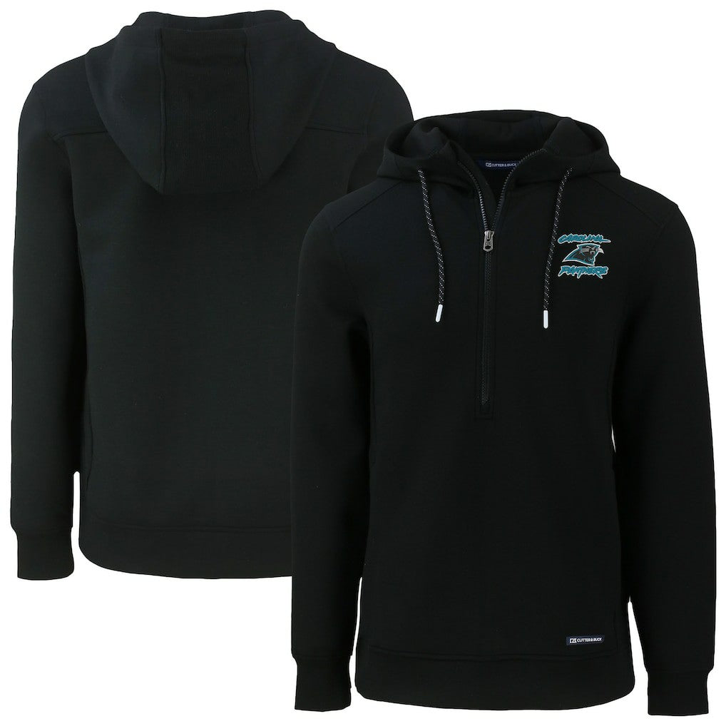 Carolina Panthers Cutter & Buck Roam Eco Recycled Half-Zip Hoodie Black