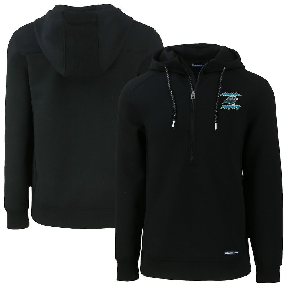 Carolina Panthers Cutter & Buck Roam Eco Recycled Half-Zip Hoodie Black