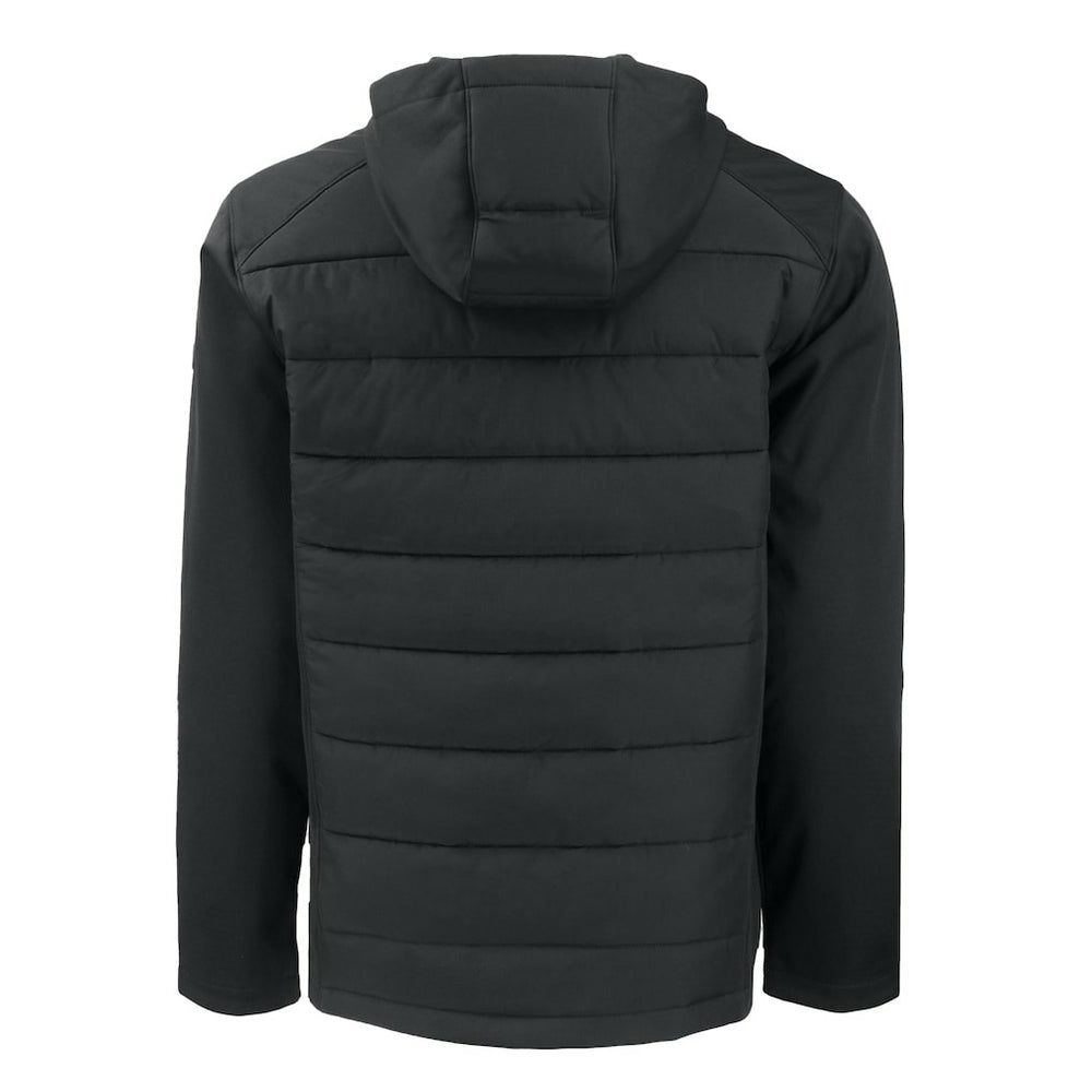 Carolina Panthers Cutter & Buck Evoke Hybrid Eco Softshell Recycled Full-Zip Hoodie Jacket Black