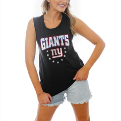 New York Giants Gameday Couture Women's Baby You're A Star Racerback Scoop Neck Tapered Tank Top Black