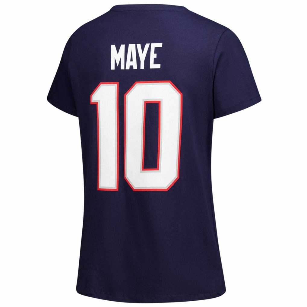 Fanatics Drake Maye New England Patriots Women's Plus Size Name & Number V-Neck T-Shirt Navy