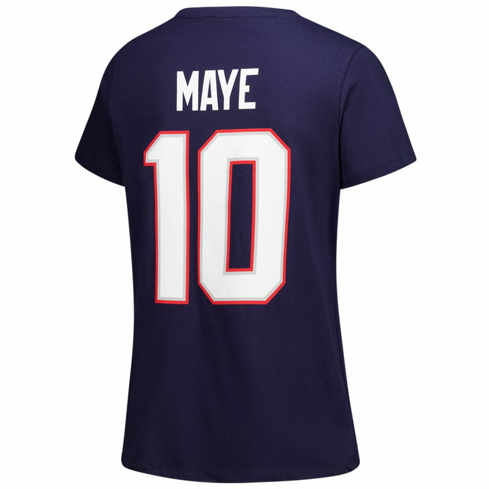 Fanatics Drake Maye New England Patriots Women's Plus Size Name & Number V-Neck T-Shirt Navy
