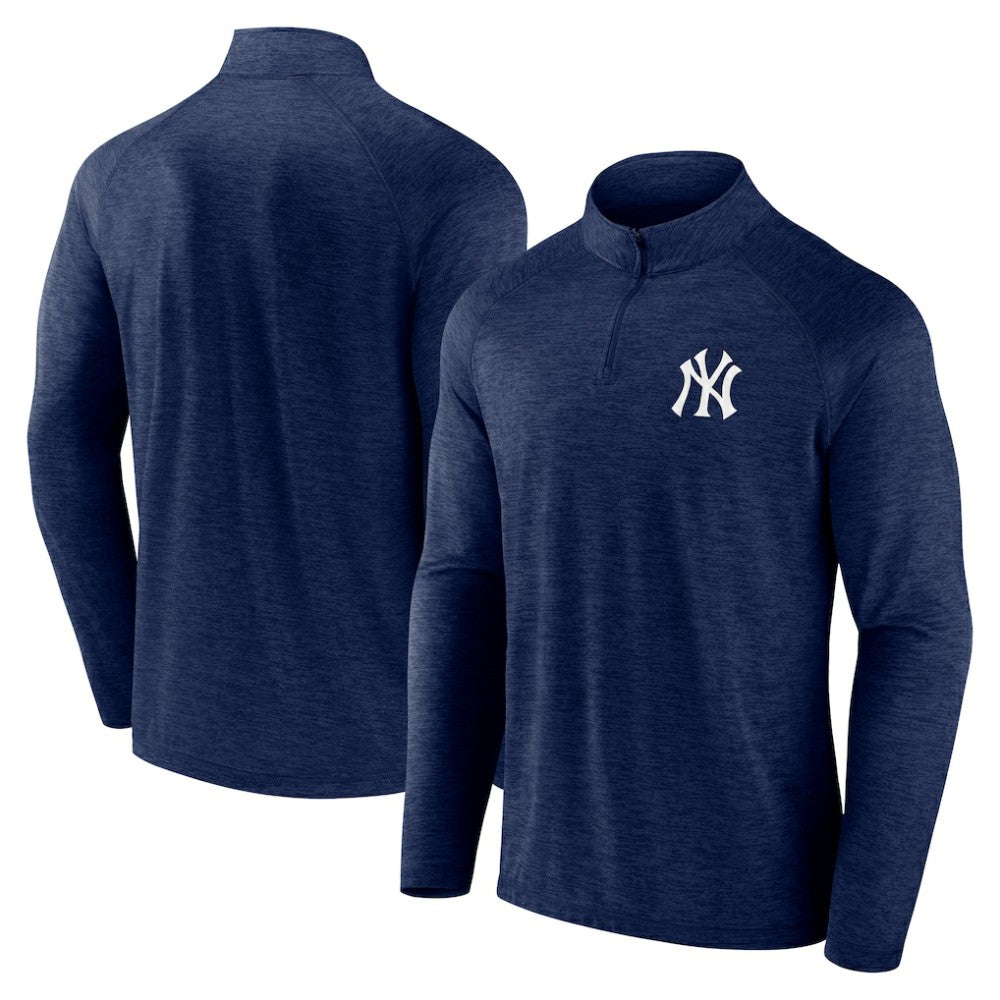 New York Yankees Fanatics Head-to-Head Raglan Quarter-Zip Jacket - Navy - Fanatics Lifestyle