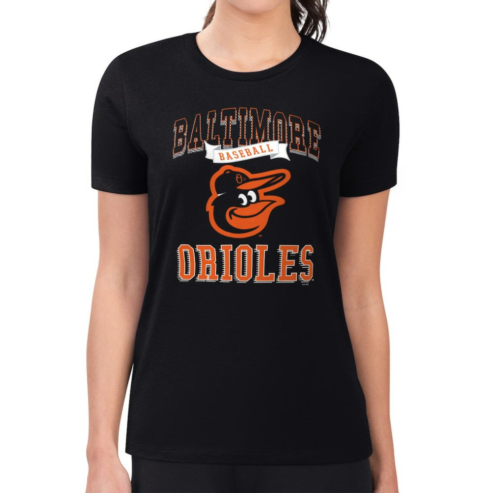 Baltimore Orioles G-III 4Her by Carl Banks Women's Super-Slim Fit Lightweight Team Logo Graphic T-Shirt - Black - MLB Discount