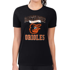 Baltimore Orioles G-III 4Her by Carl Banks Women's Super-Slim Fit Lightweight Team Logo Graphic T-Shirt - Black - MLB Discount