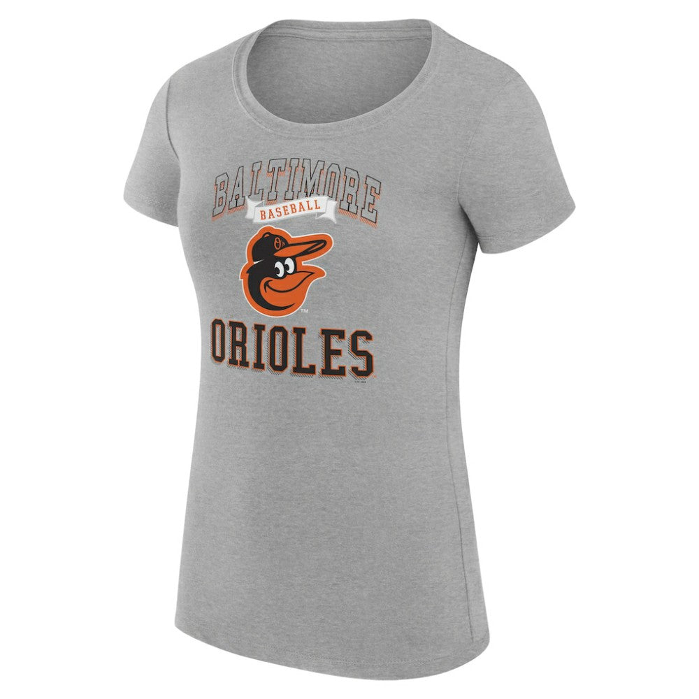 Baltimore Orioles G-III 4Her by Carl Banks Women's Super-Slim Fit Lightweight Team Logo Graphic T-Shirt - Heather Gray - MLB Sale