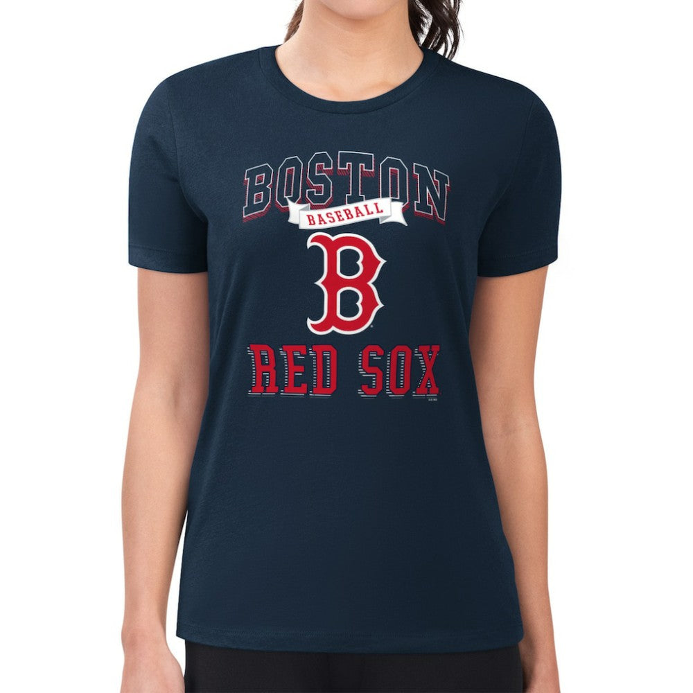Boston Red Sox G-III 4Her by Carl Banks Women's Super-Slim Fit Lightweight Team Logo Graphic T-Shirt - Navy - MLB on Sale