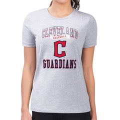 Cleveland Guardians G-III 4Her by Carl Banks Women's Super-Slim Fit Lightweight Team Logo Graphic T-Shirt - Heather Gray - MLB Online