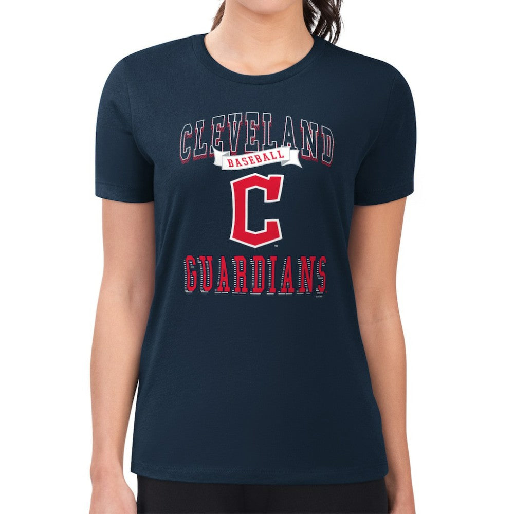 Cleveland Guardians G-III 4Her by Carl Banks Women's Super-Slim Fit Lightweight Team Logo Graphic T-Shirt - Navy - MLB Lifestyle