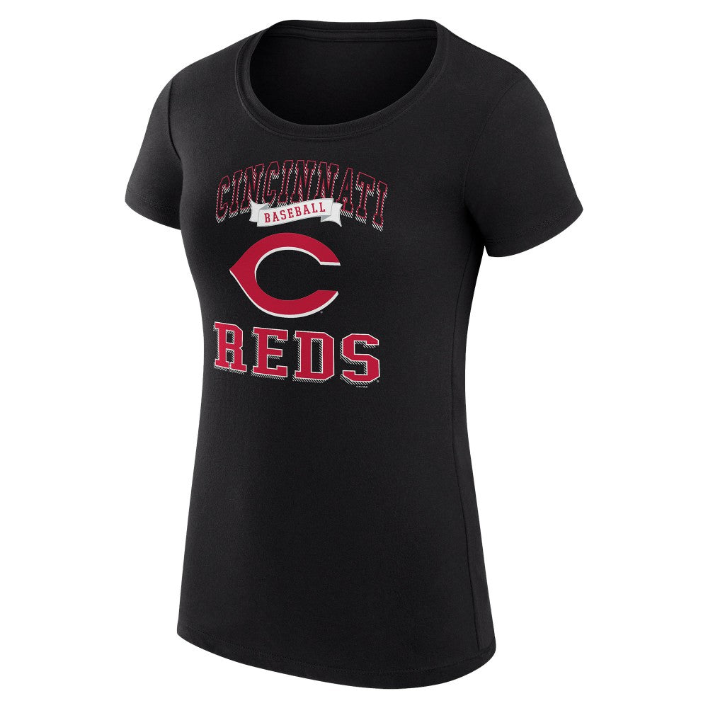 Cincinnati Reds G-III 4Her by Carl Banks Women's Super-Slim Fit Lightweight Team Logo Graphic T-Shirt - Black - MLB Online