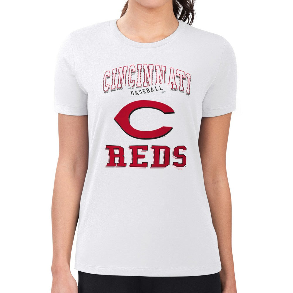 Cincinnati Reds G-III 4Her by Carl Banks Women's Super-Slim Fit Lightweight Team Logo Graphic T-Shirt - White - MLB Online