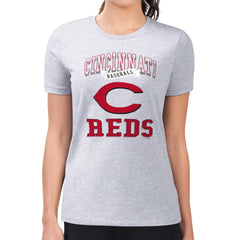 Cincinnati Reds G-III 4Her by Carl Banks Women's Super-Slim Fit Lightweight Team Logo Graphic T-Shirt - Heather Gray - MLB Online