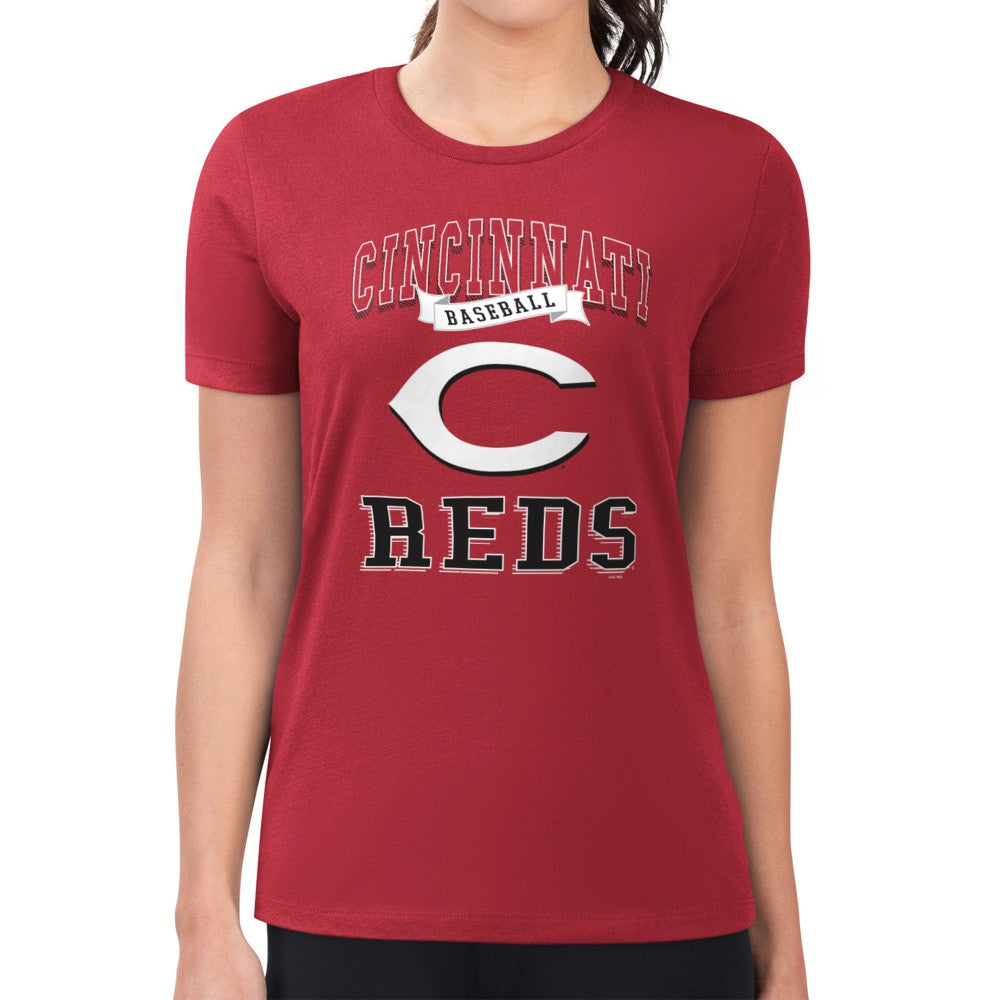 Cincinnati Reds G-III 4Her by Carl Banks Women's Super-Slim Fit Lightweight Team Logo Graphic T-Shirt - Red - MLB Discount