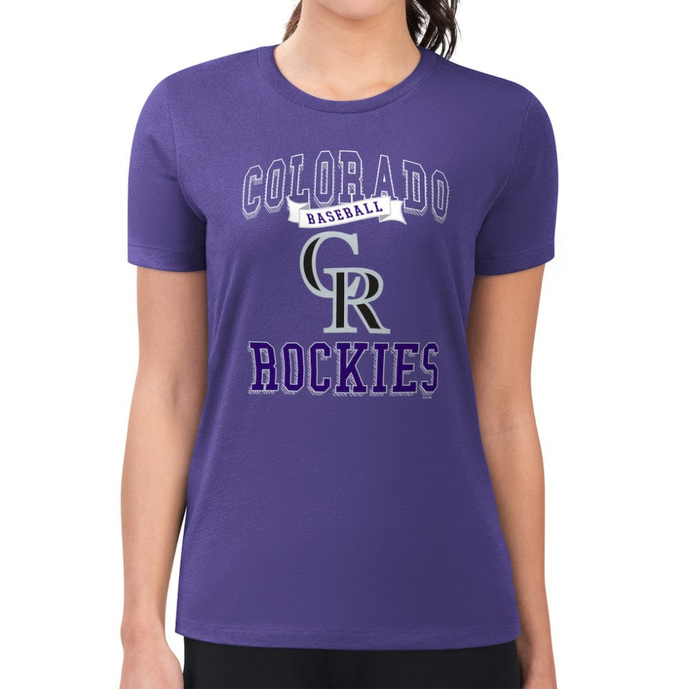 Colorado Rockies G-III 4Her by Carl Banks Women's Super-Slim Fit Lightweight Team Logo Graphic T-Shirt - Purple - MLB Sale