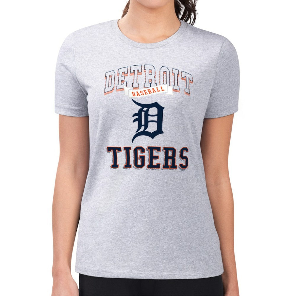 Detroit Tigers G-III 4Her by Carl Banks Women's Super-Slim Fit Lightweight Team Logo Graphic T-Shirt - Heather Gray - MLB Online