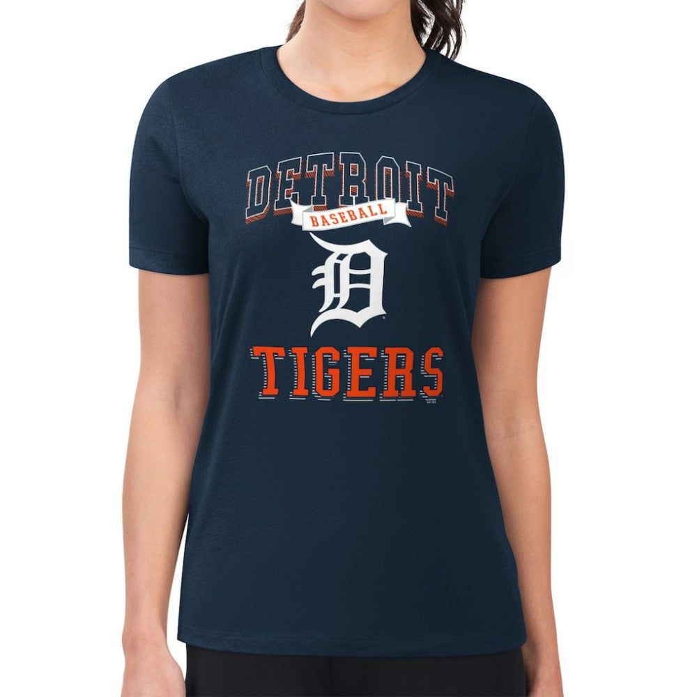 Detroit Tigers G-III 4Her by Carl Banks Women's Super-Slim Fit Lightweight Team Logo Graphic T-Shirt - Navy - MLB Discount